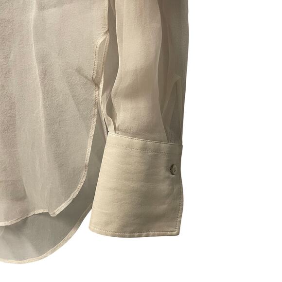 NWD Brunello Cucinelli Monili-Trim Shirt in Cotton Silk Blend Beige Womens XXS - Picture 6 of 12